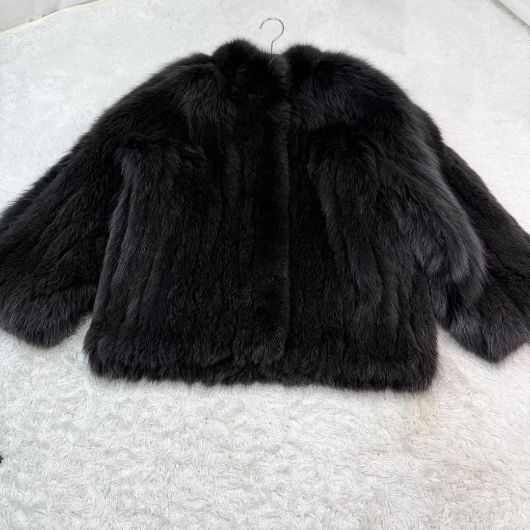 美品 サガフォックス ブルーフォックス デザイン◎ リアルファー 本毛皮 コート