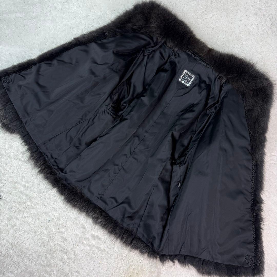 美品 サガフォックス ブルーフォックス デザイン◎ リアルファー 本毛皮 コート