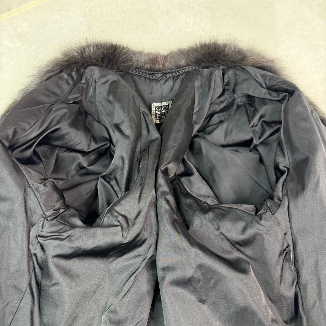 美品 サガフォックス ブルーフォックス デザイン◎ リアルファー 本毛皮 コート