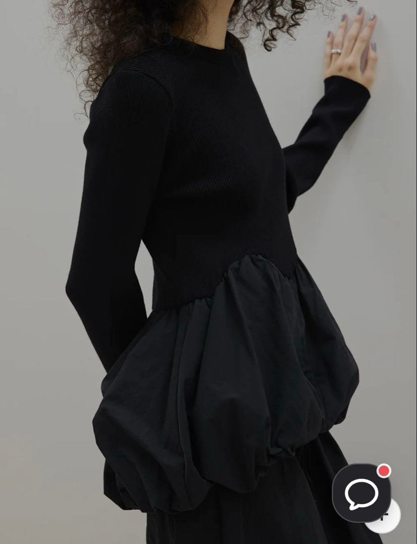 ワンピース BALLOON DETAIL KNIT DOCKING DRESS