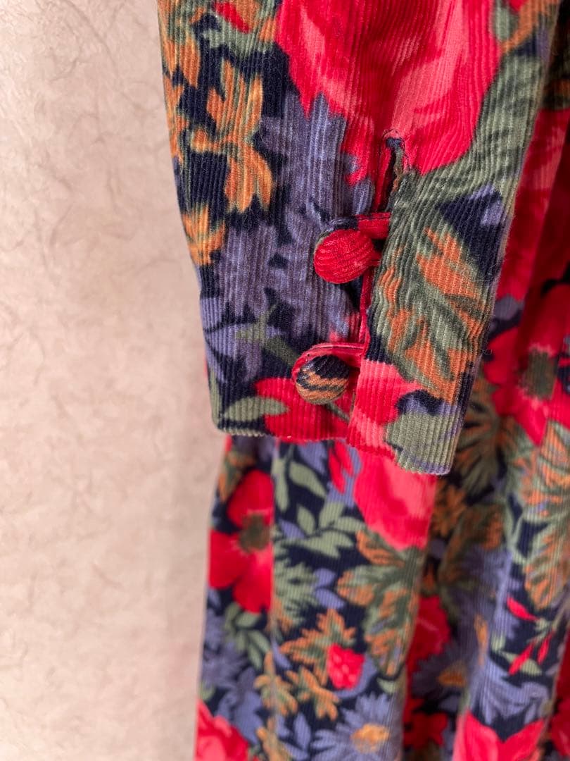 ローラアシュレイ ワンピース 長袖 花柄 ９号 スクエアネック パフスリーブ