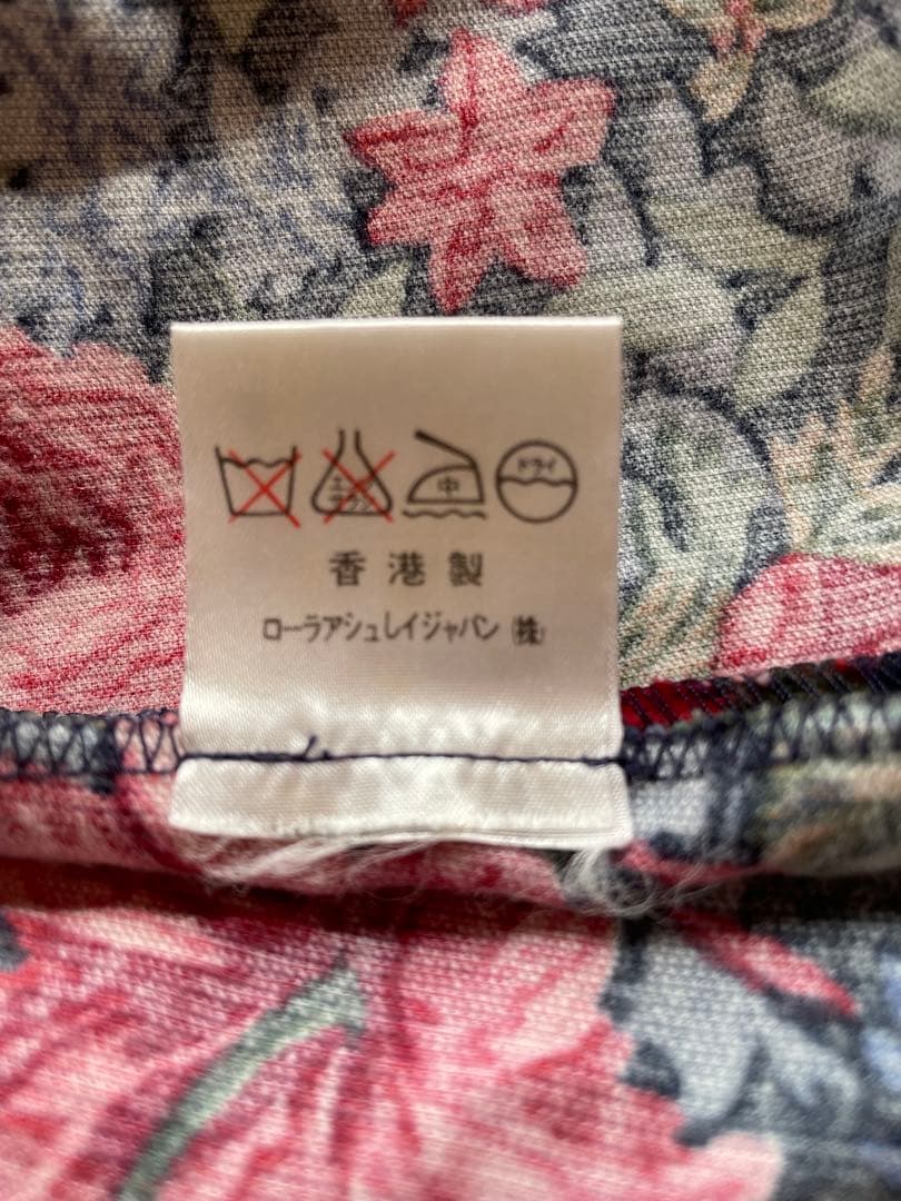 ローラアシュレイ ワンピース 長袖 花柄 ９号 スクエアネック パフスリーブ