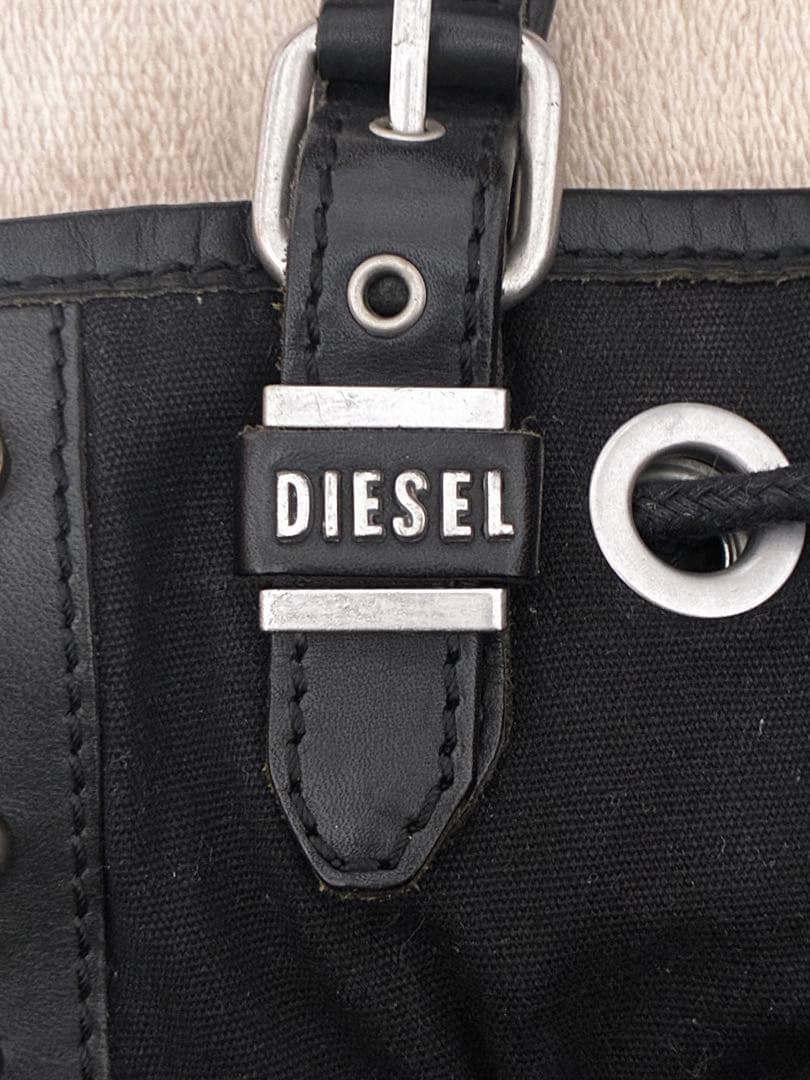 DIESEL スタッズ付き黒トート+ショルダー 2wayバッグ
