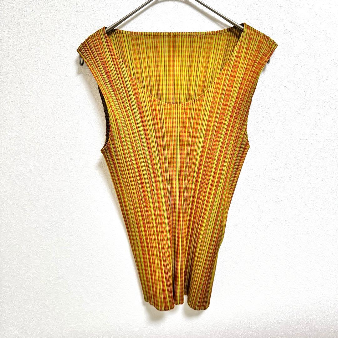 極美品✨PLEATS PLEASE チュニック　チェック　ノースリーブ　Lサイズ