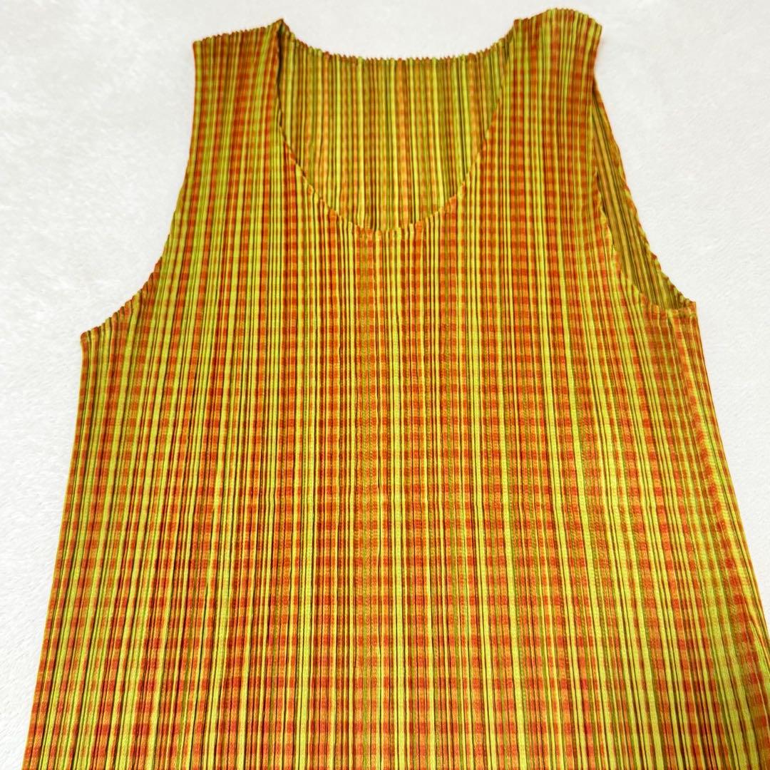 極美品✨PLEATS PLEASE チュニック　チェック　ノースリーブ　Lサイズ