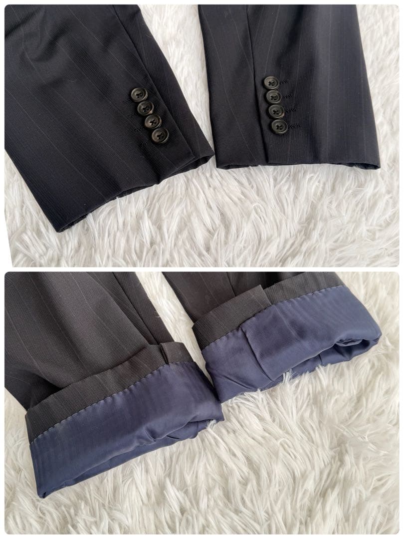 Burberrys バーバリー スーツ ダブル ネイビー ストライプ 背抜き