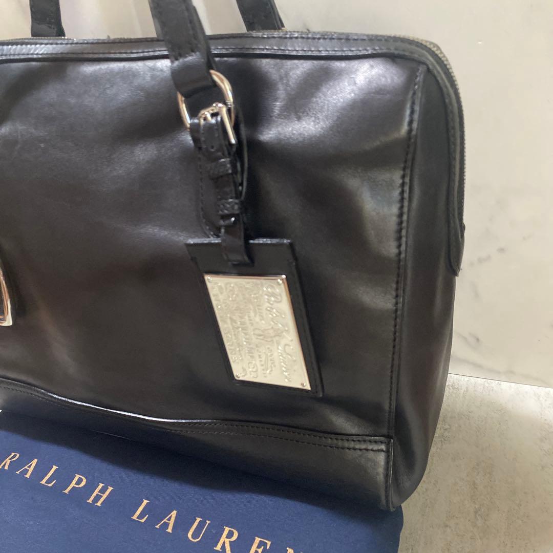 Ralph Lauren 黒 レザービジネスバッグ　2way 黒　保存袋付き