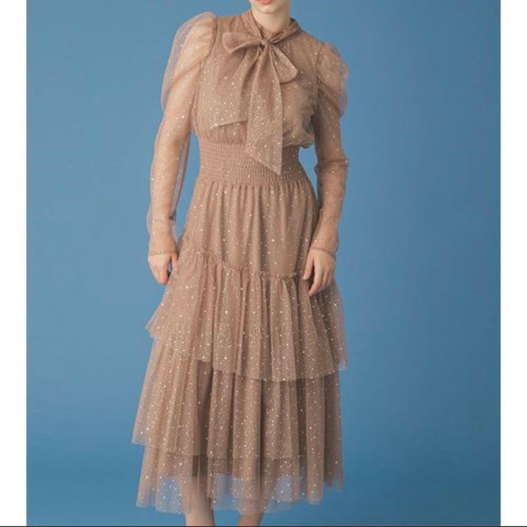 ドレス　ロングスリーブラメチュールドレス　furfur