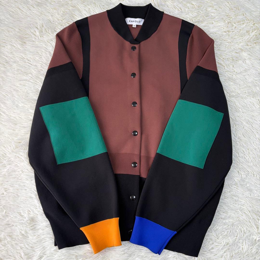 極美品 ENFOLD Knit Jumper マルチカラーニットブルゾン