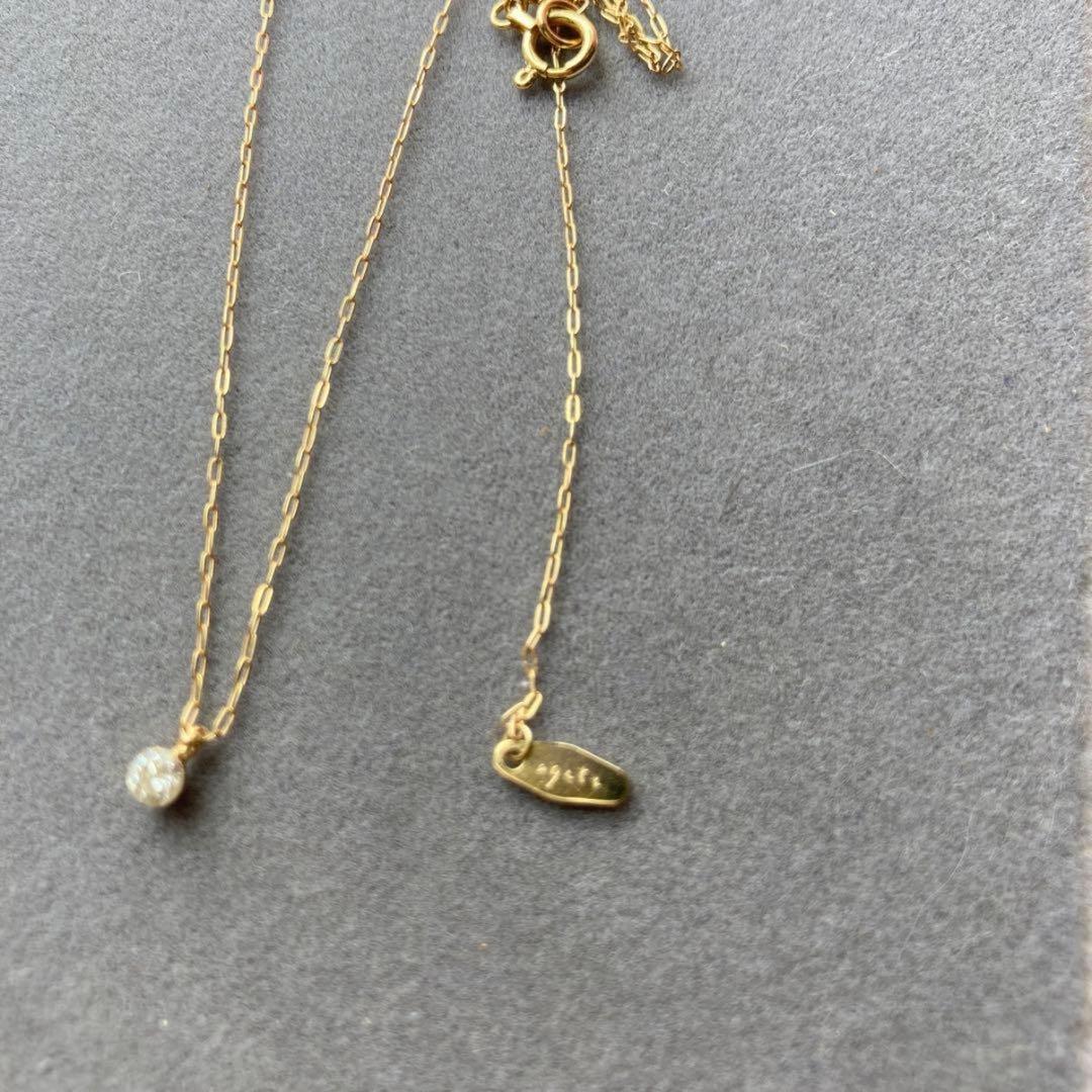 agete　一粒ダイヤネックレス　K18 0.1カラット