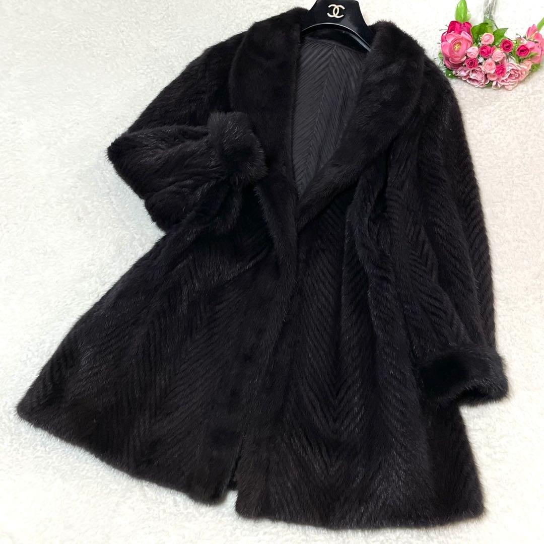 希少色◎ミンク パープル 本毛皮 ファーコート リバーシブル リアルファー