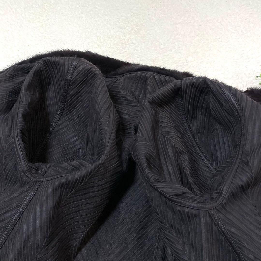 希少色◎ミンク パープル 本毛皮 ファーコート リバーシブル リアルファー