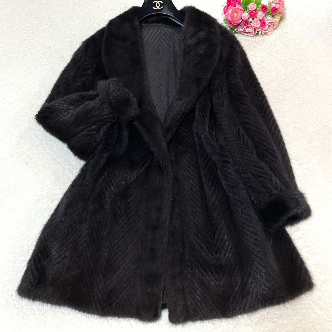 希少色◎ミンク パープル 本毛皮 ファーコート リバーシブル リアルファー