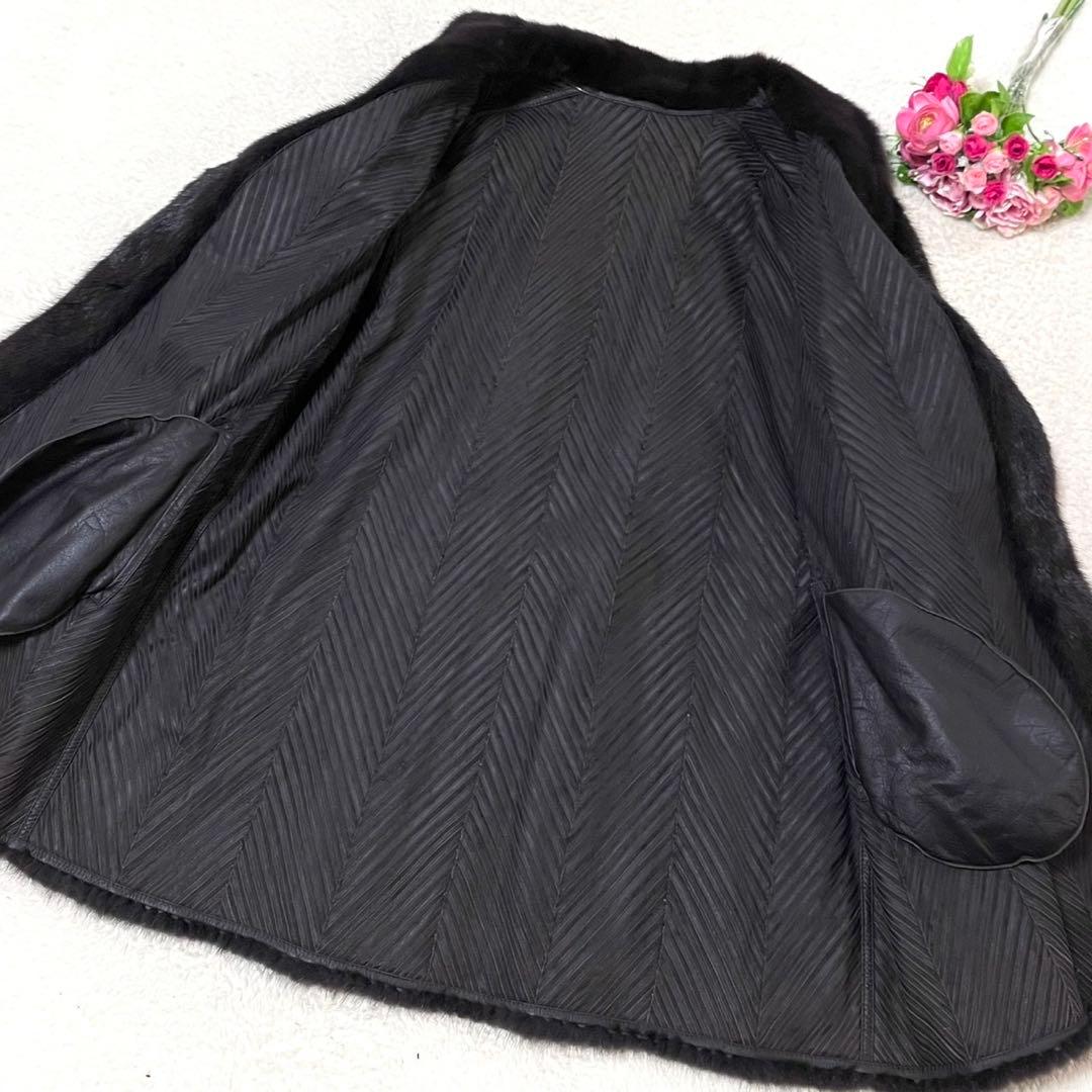 希少色◎ミンク パープル 本毛皮 ファーコート リバーシブル リアルファー