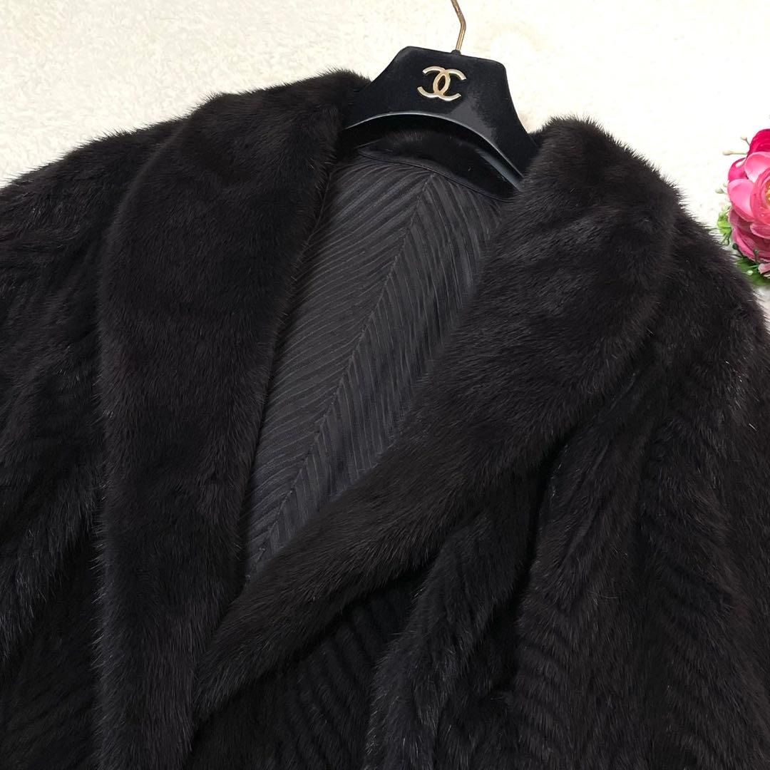 希少色◎ミンク パープル 本毛皮 ファーコート リバーシブル リアルファー