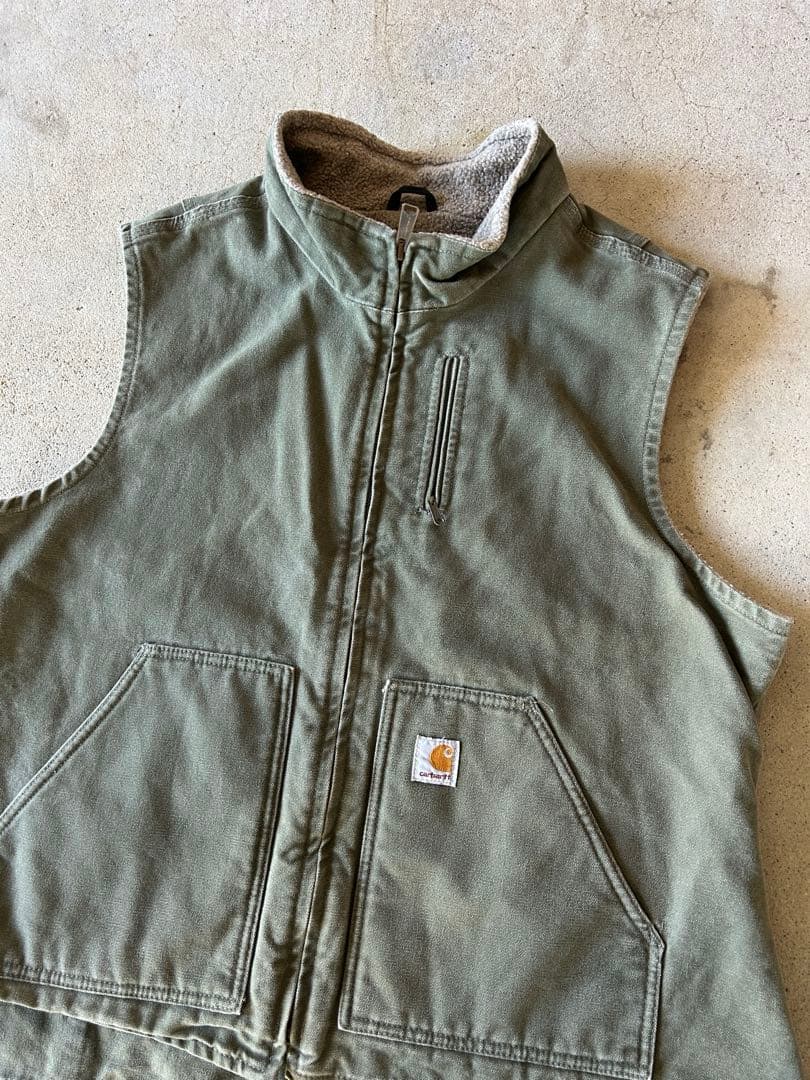 MOSモスグリーン Carhartt カーハート ダック ベスト ボア