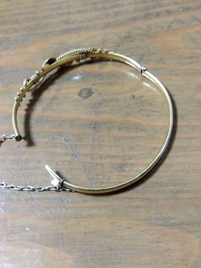 イギリスアンティーク　パールのバングル　エトルスカンリバイバル　１５金