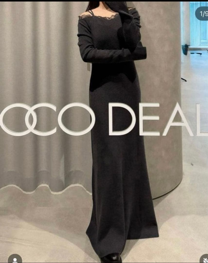 新品タグ付　COCODEAL レースディティールオフショルニットワンピース