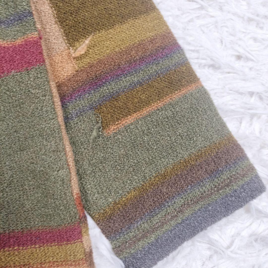 ヨーガンレール　パッチワーク柄ニット　ウール シルク　マルチカラー　フリンジ　M