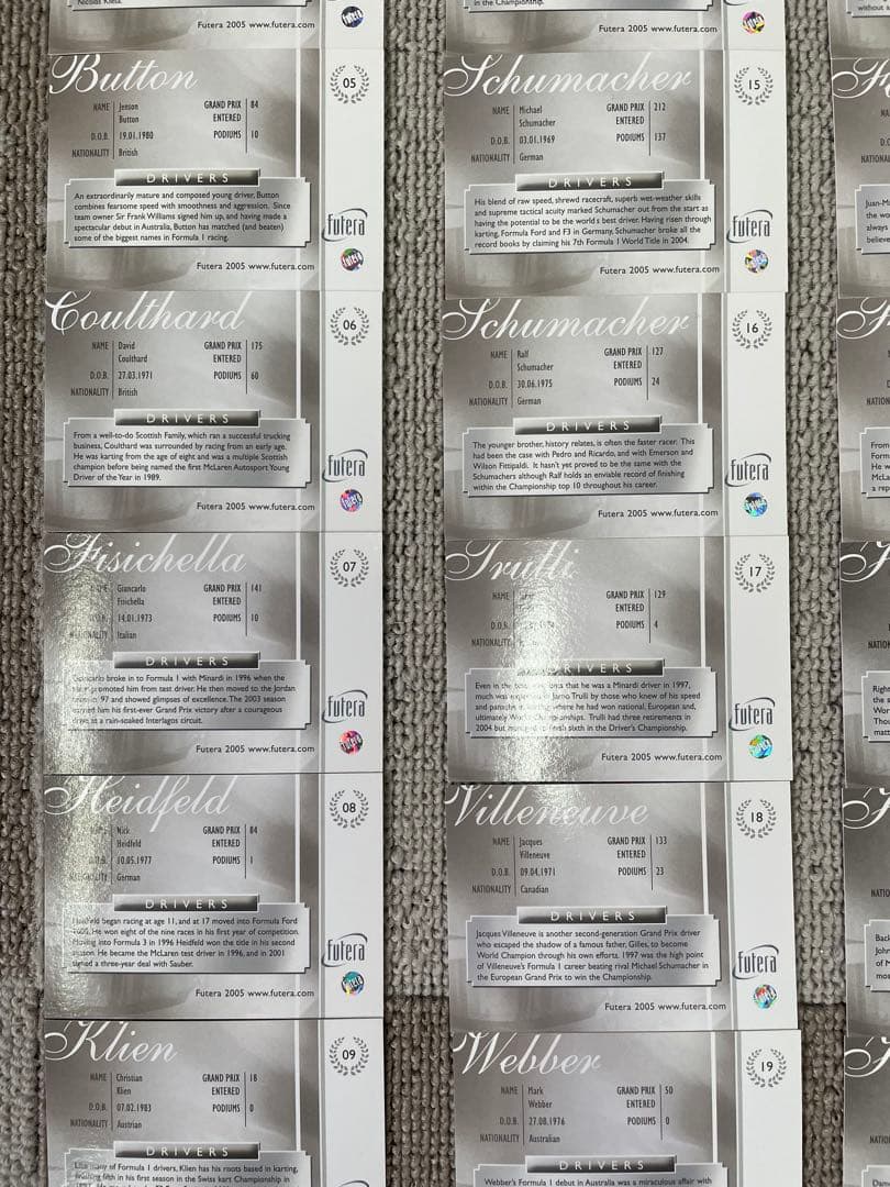 2005 FUTERA GRAND PRIX F1 レギュラーカード63種セット