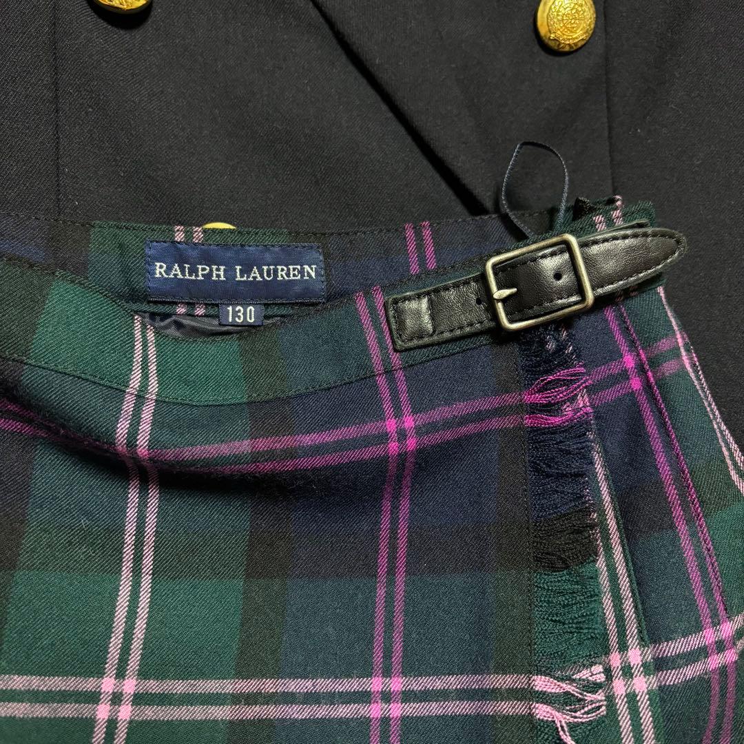 ラルフローレン 入学式 卒業式 紺ブレ 金ボタン セットアップ 130