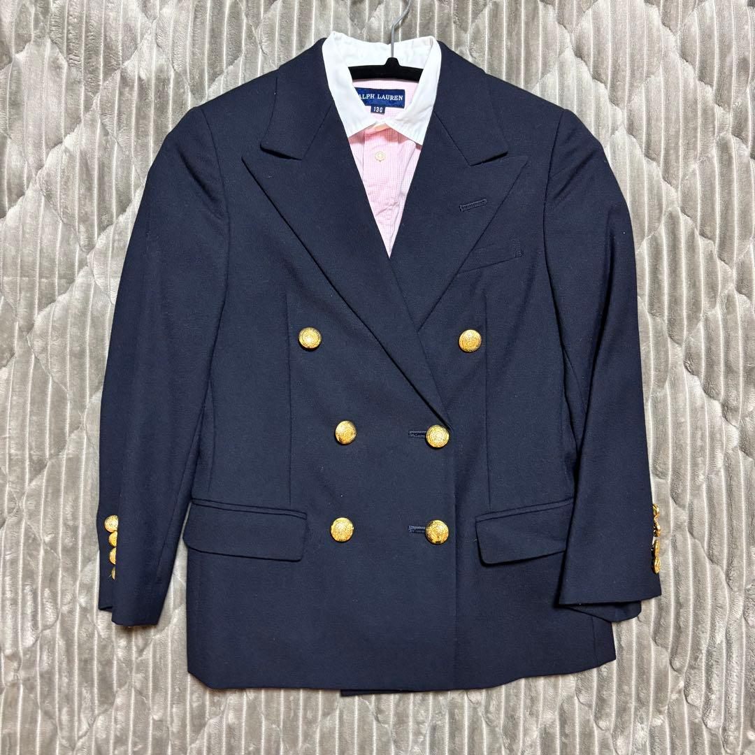 ラルフローレン 入学式 卒業式 紺ブレ 金ボタン セットアップ 130