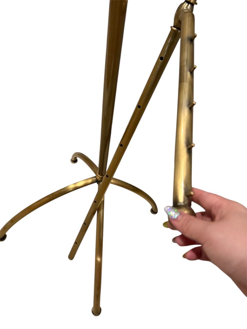 ハンガーラック　傾斜ハンガー　高さ可変　アンティークゴールド