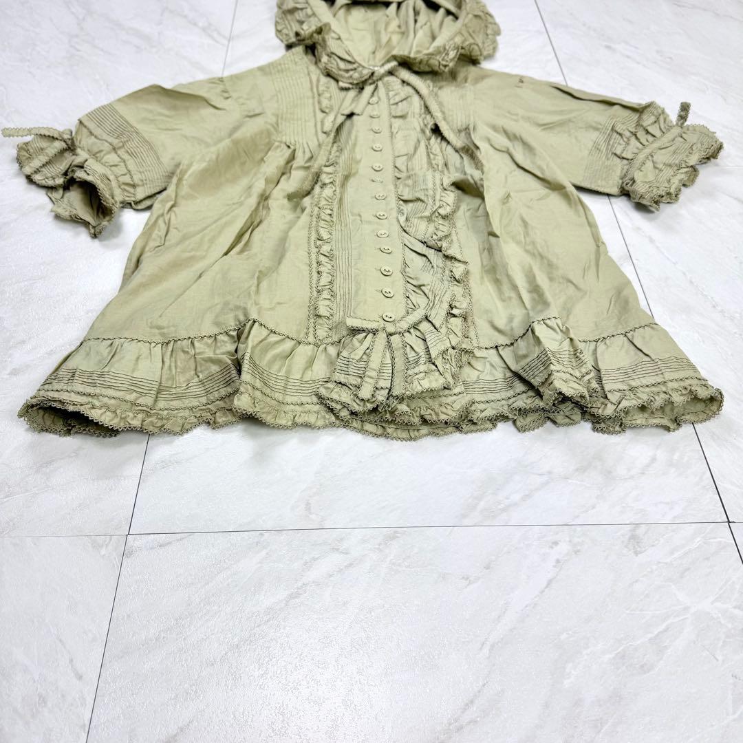 極美品 ピンクハウス ピコフリル ティアード リボン レース ブラウス グリーン