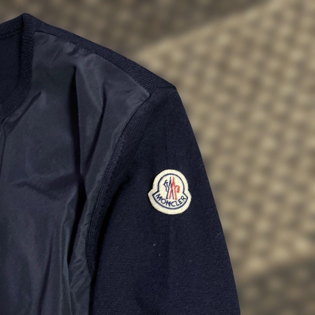 モンクレール MONCLER 異素材　フリルカーディガン ネイビー　フリル