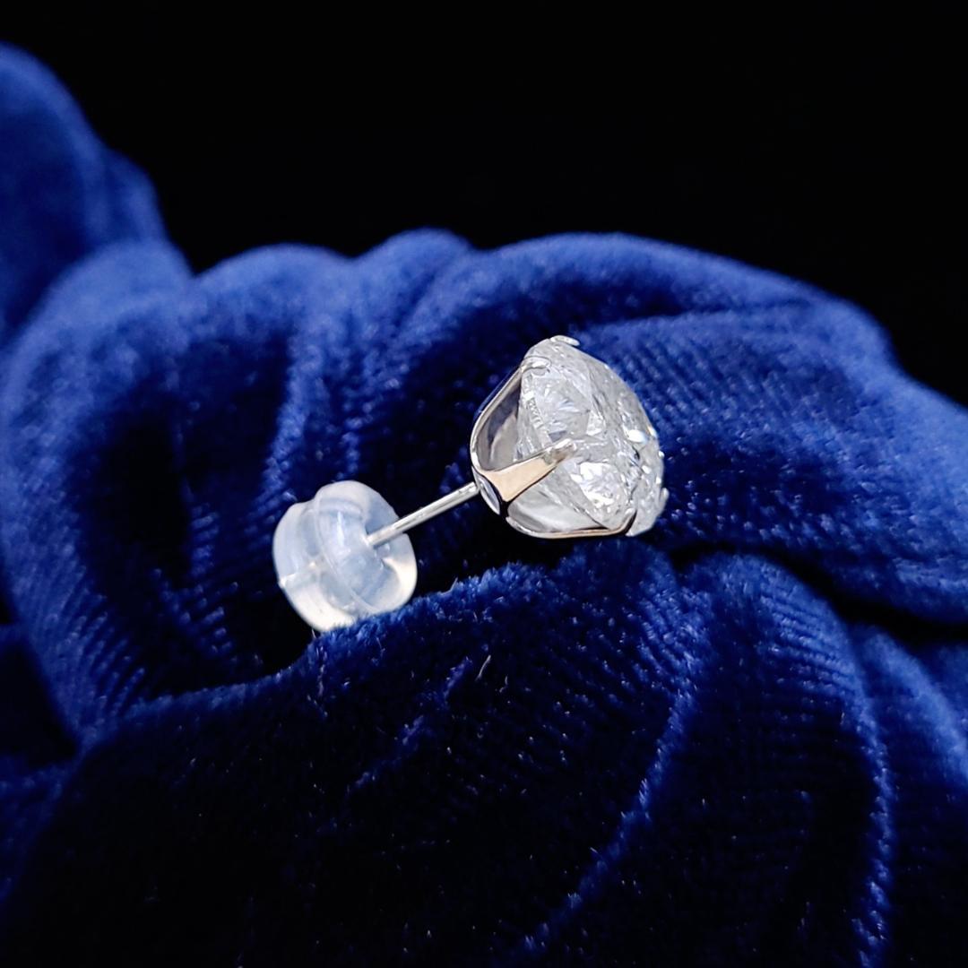超激安！大粒！ 2ct ダイヤモンド プラチナ 6本爪 一粒 ピアス 鑑別書付