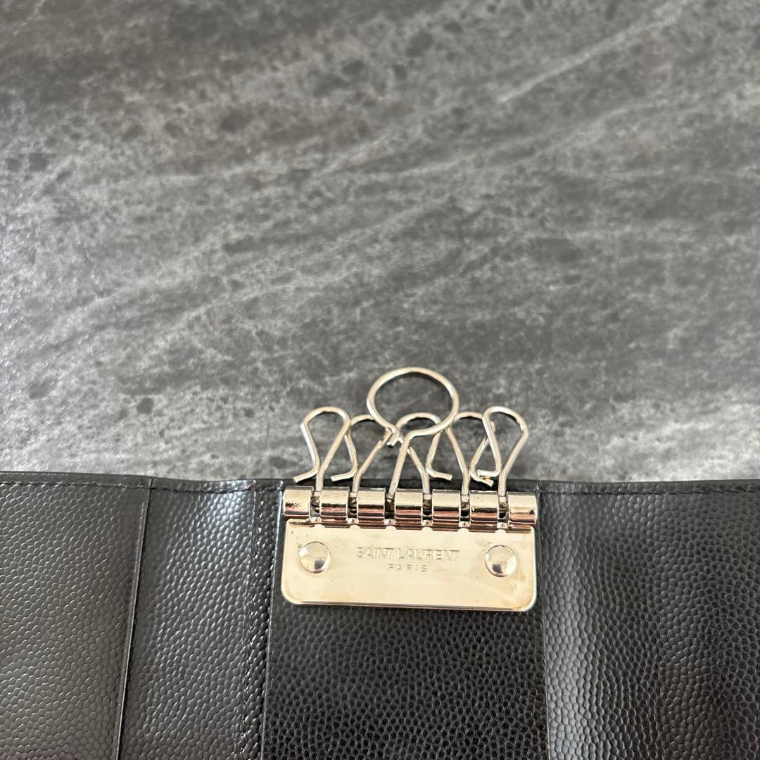 美品　サンローランパリ　6連　キーケース　ブラック　レザー　3つ折り