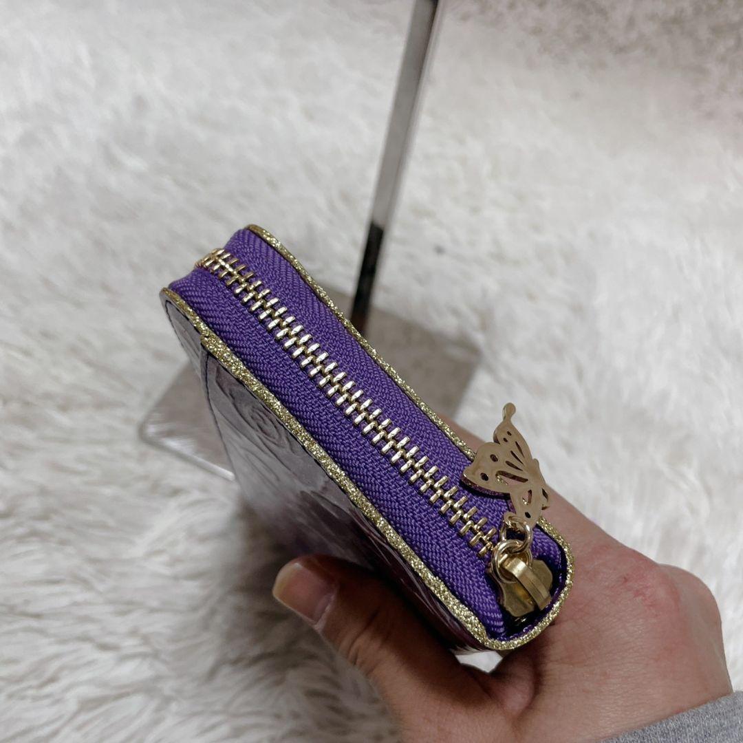新品 ANNA SUI パープル 長財布 金具ロゴ 新品 レディース