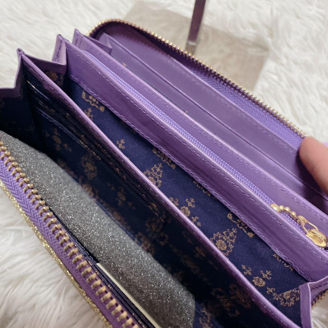 新品 ANNA SUI パープル 長財布 金具ロゴ 新品 レディース