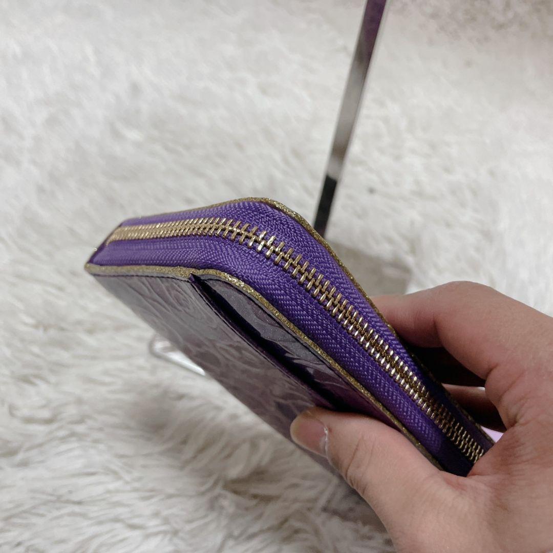 新品 ANNA SUI パープル 長財布 金具ロゴ 新品 レディース