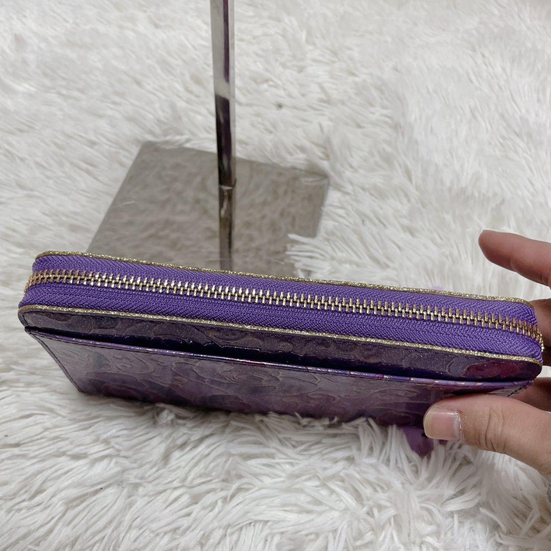 新品 ANNA SUI パープル 長財布 金具ロゴ 新品 レディース