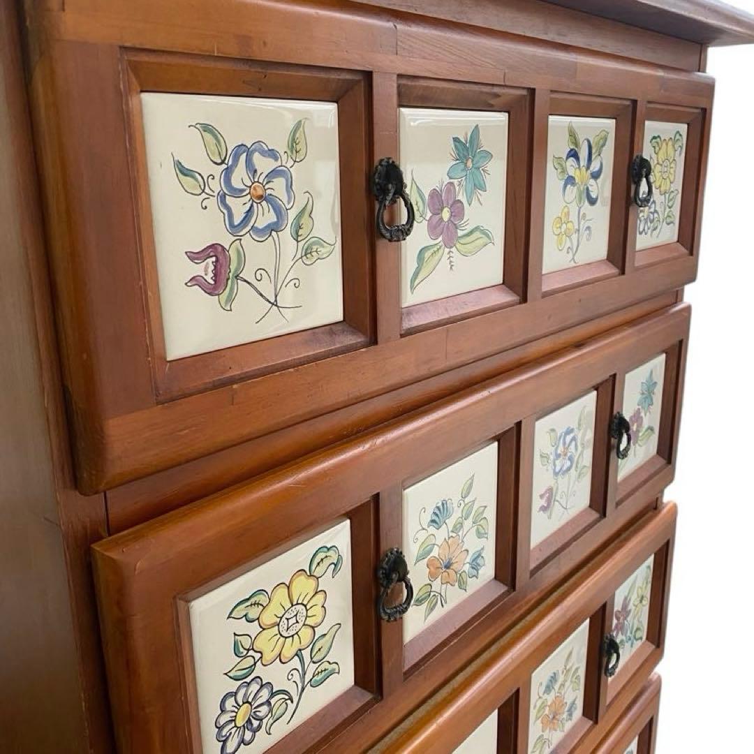 バレンシア チェスト スペイン製 北欧 タイル 4段　タイルチェスト