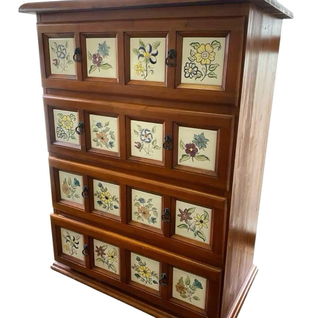 バレンシア チェスト スペイン製 北欧 タイル 4段　タイルチェスト