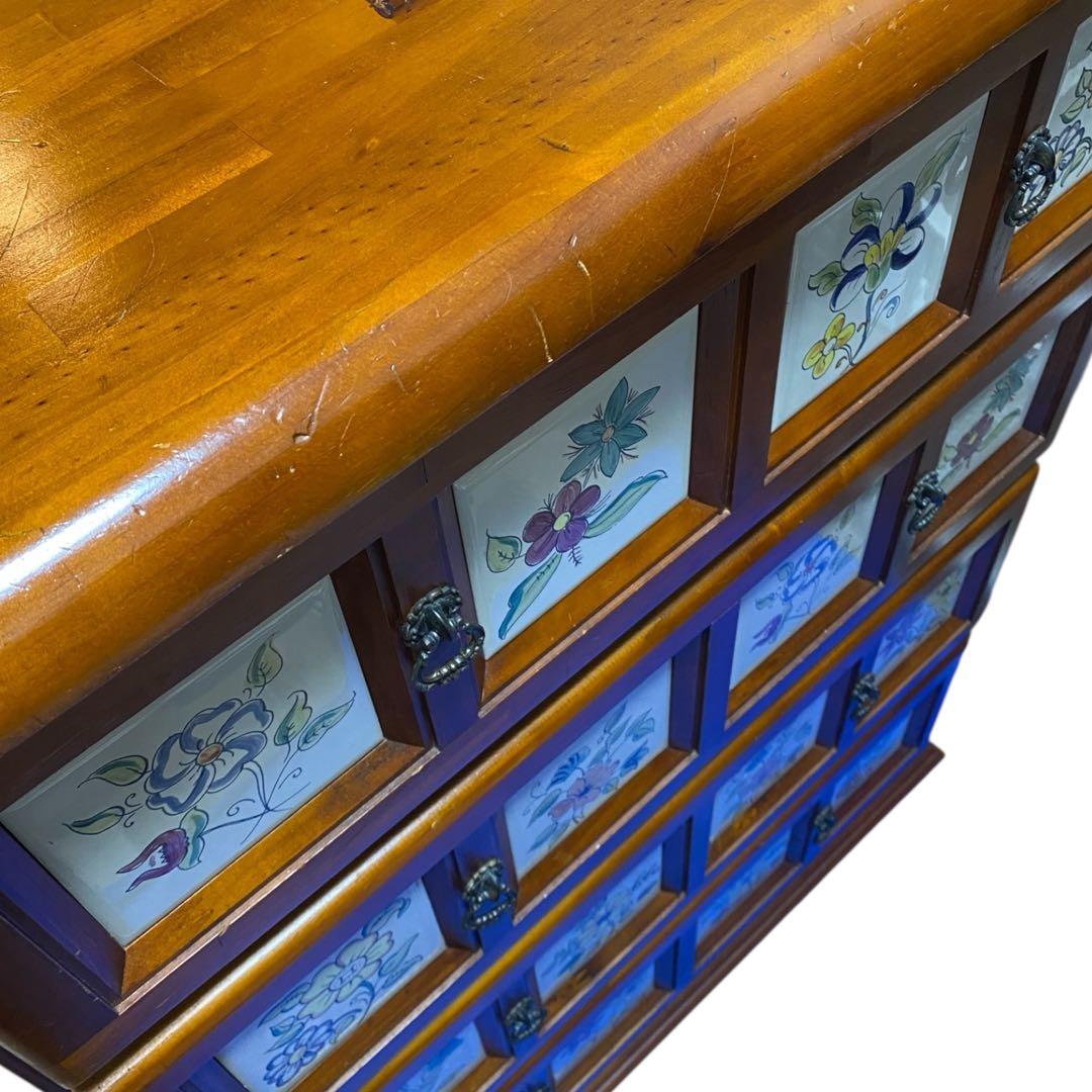 バレンシア チェスト スペイン製 北欧 タイル 4段　タイルチェスト