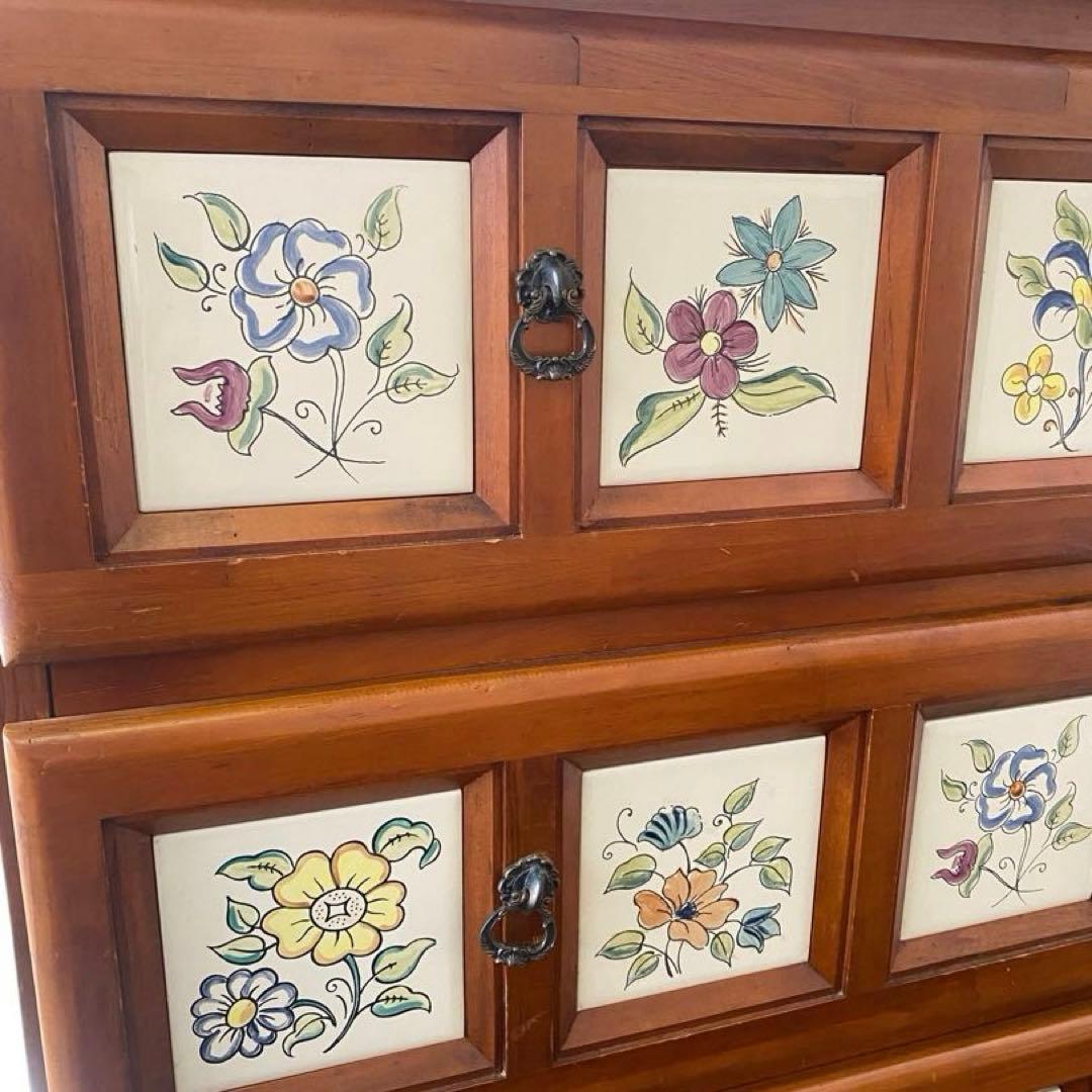 バレンシア チェスト スペイン製 北欧 タイル 4段　タイルチェスト