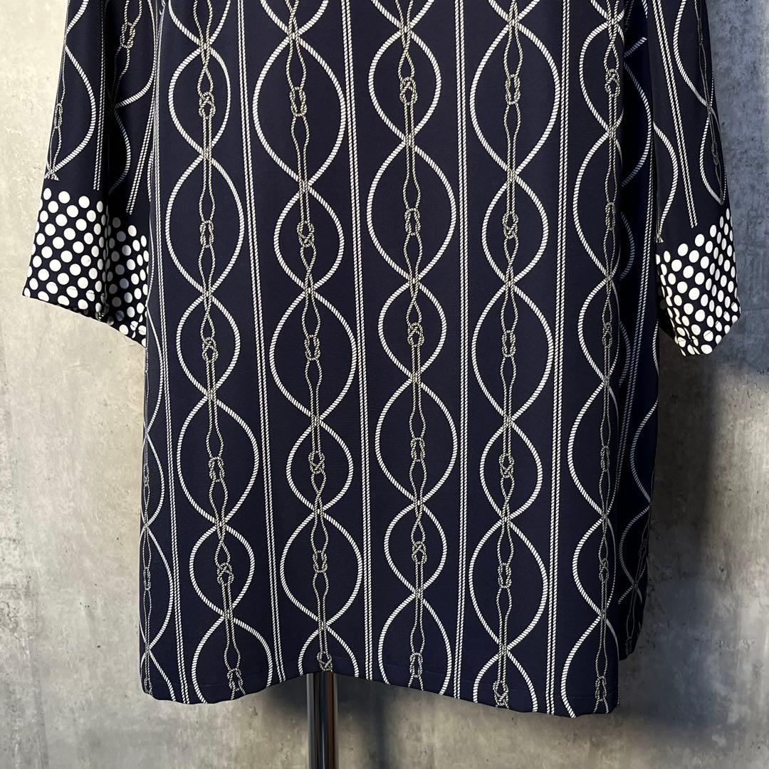 美品☆ レリアン ロープアート&ドット柄 ジャージチュニック 大きい13+サイズ