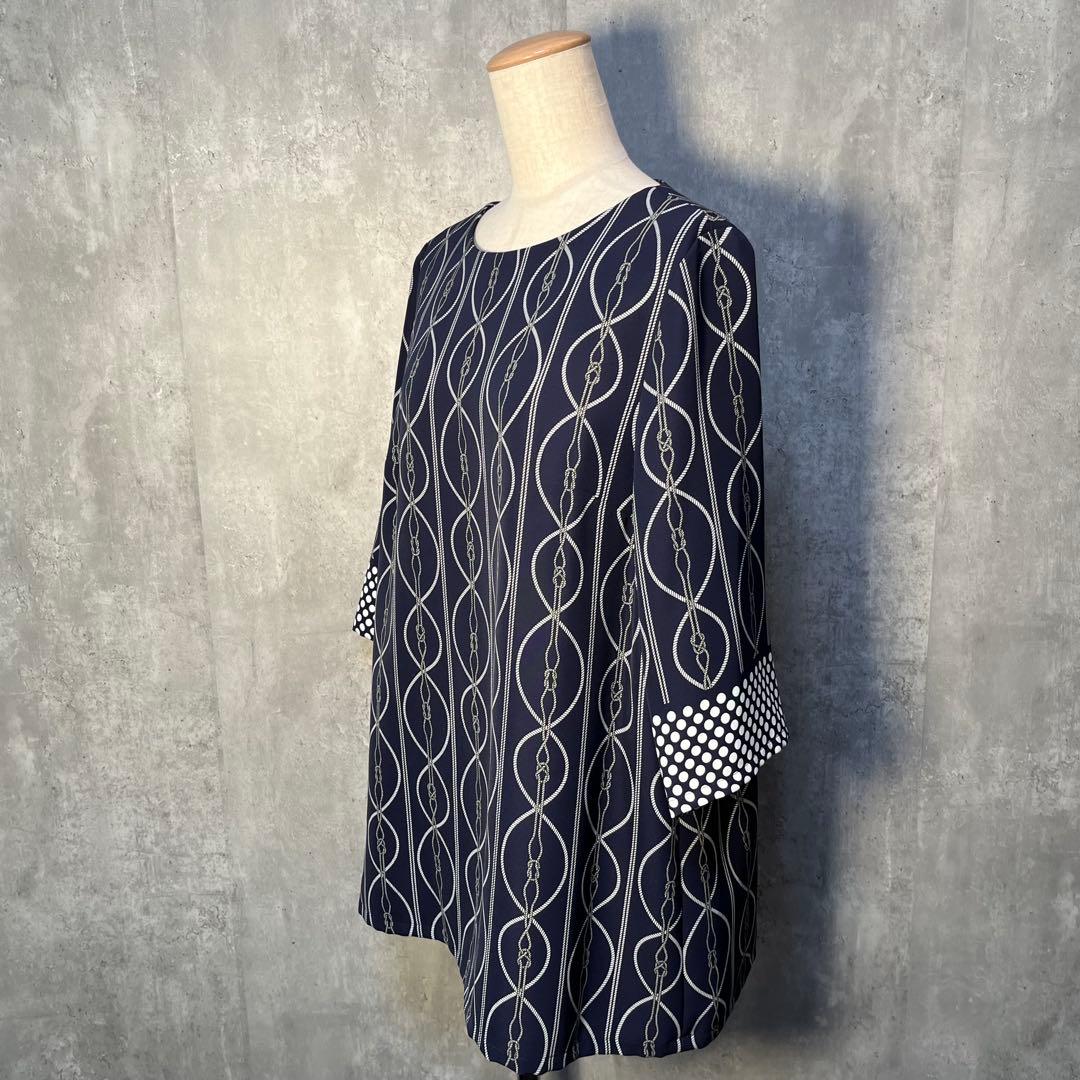 美品☆ レリアン ロープアート&ドット柄 ジャージチュニック 大きい13+サイズ