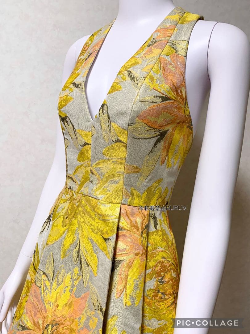 新品alice+olivia フローラルジャカード×ボックスプリーツ ワンピース