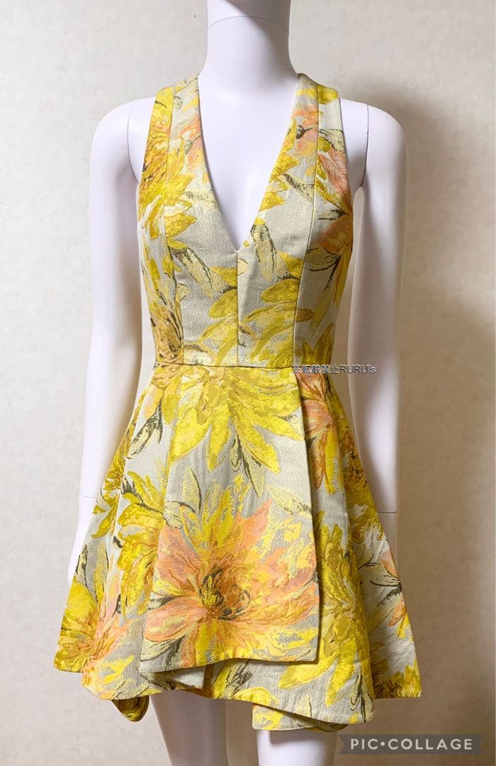 新品alice+olivia フローラルジャカード×ボックスプリーツ ワンピース