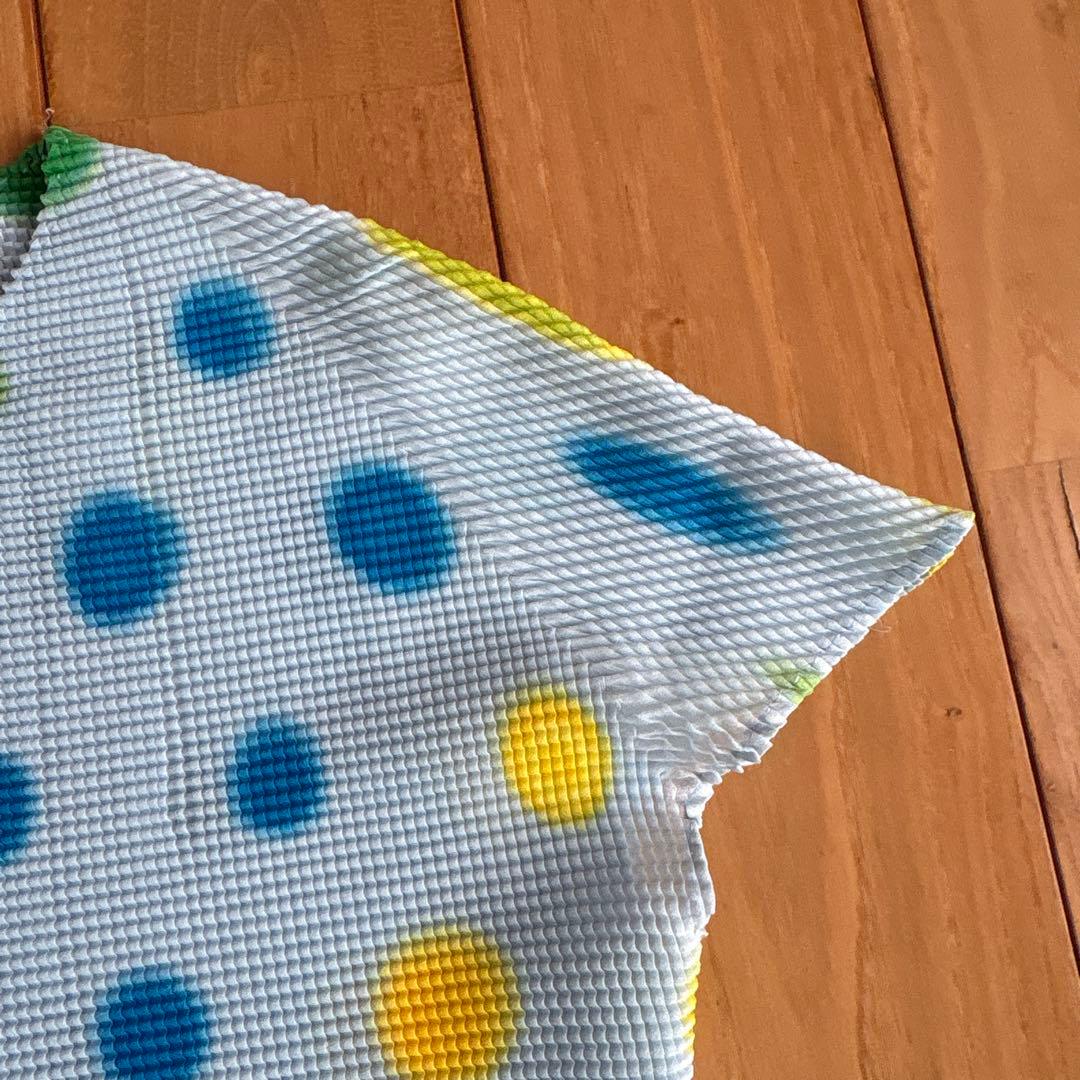 (T.) ISSEY MIYAKE 水色ドットデザイン半袖Tシャツ