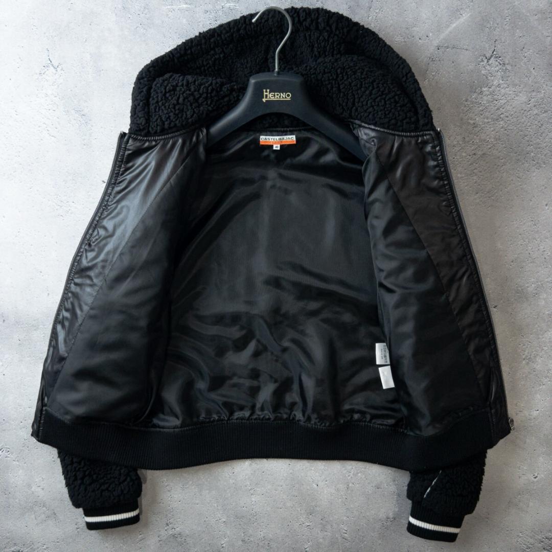 カステルバジャック キルティング ボア ジャケット ブルゾン 40 (M) 黒