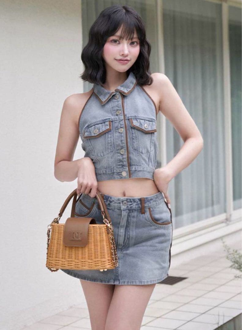 【新品未開封】ロゴレザーラタンバッグ ベージュ Darich