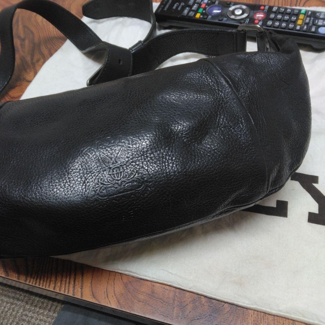 hideBALLY 黒 レザー ドラムバッグ