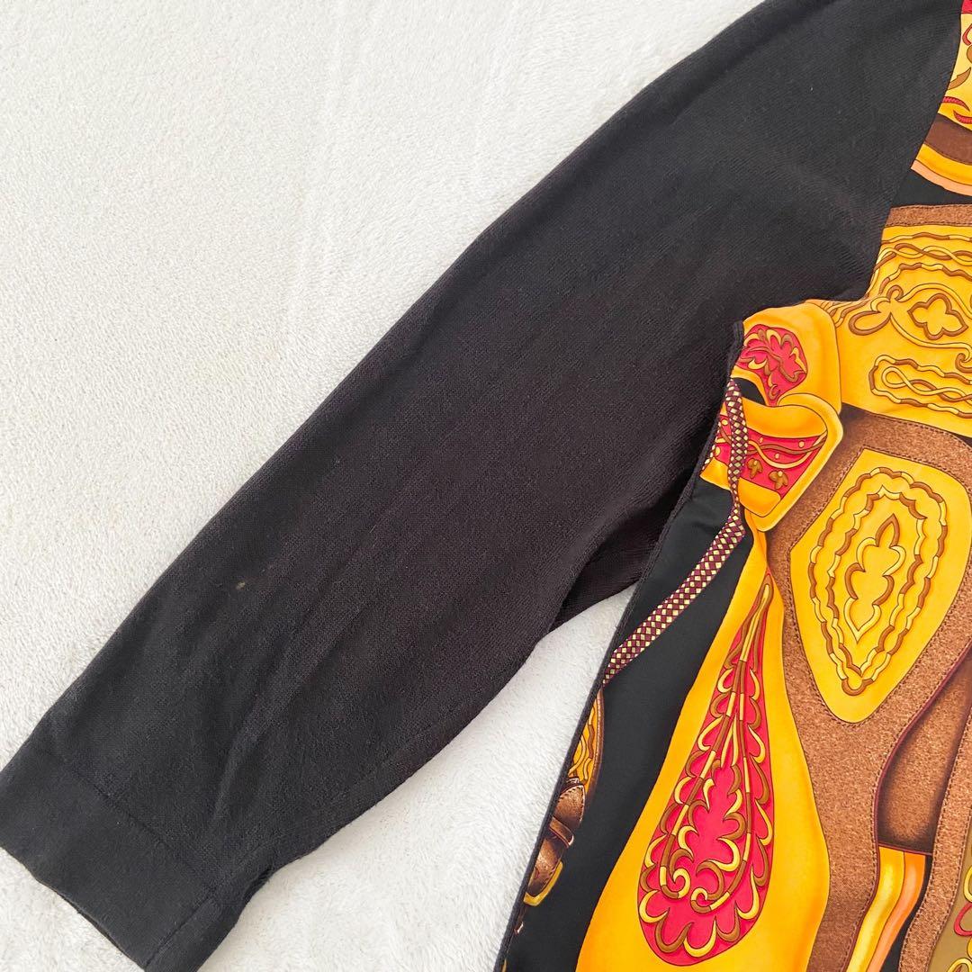 美品　HERMES Festival柄　スカーフ　馬具　シルク　ニット　カシミヤ