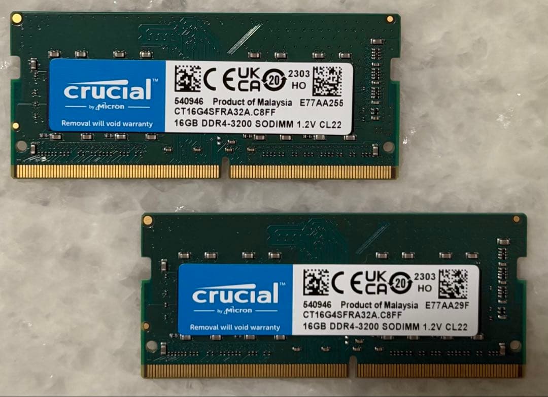 crusial DDR4-3200 ノートPC用メモリ　32GB（16GB×2）