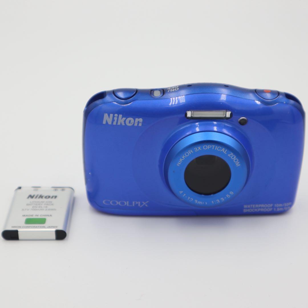 【レトロ撮影】 NIKON COOLPIX　S33　コンデジ　ブルー 動作確認済